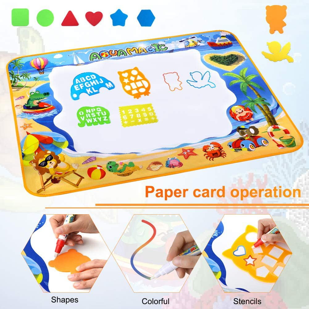 Water Doodle Mat, 40x32 Inches Water Drawing Mats for Toddlers 1-3, Water Drawing Mat, Painting Mat Kids Educational Learning Toys 2 3 4 5 6 Year Old Girl Birthday Gifts