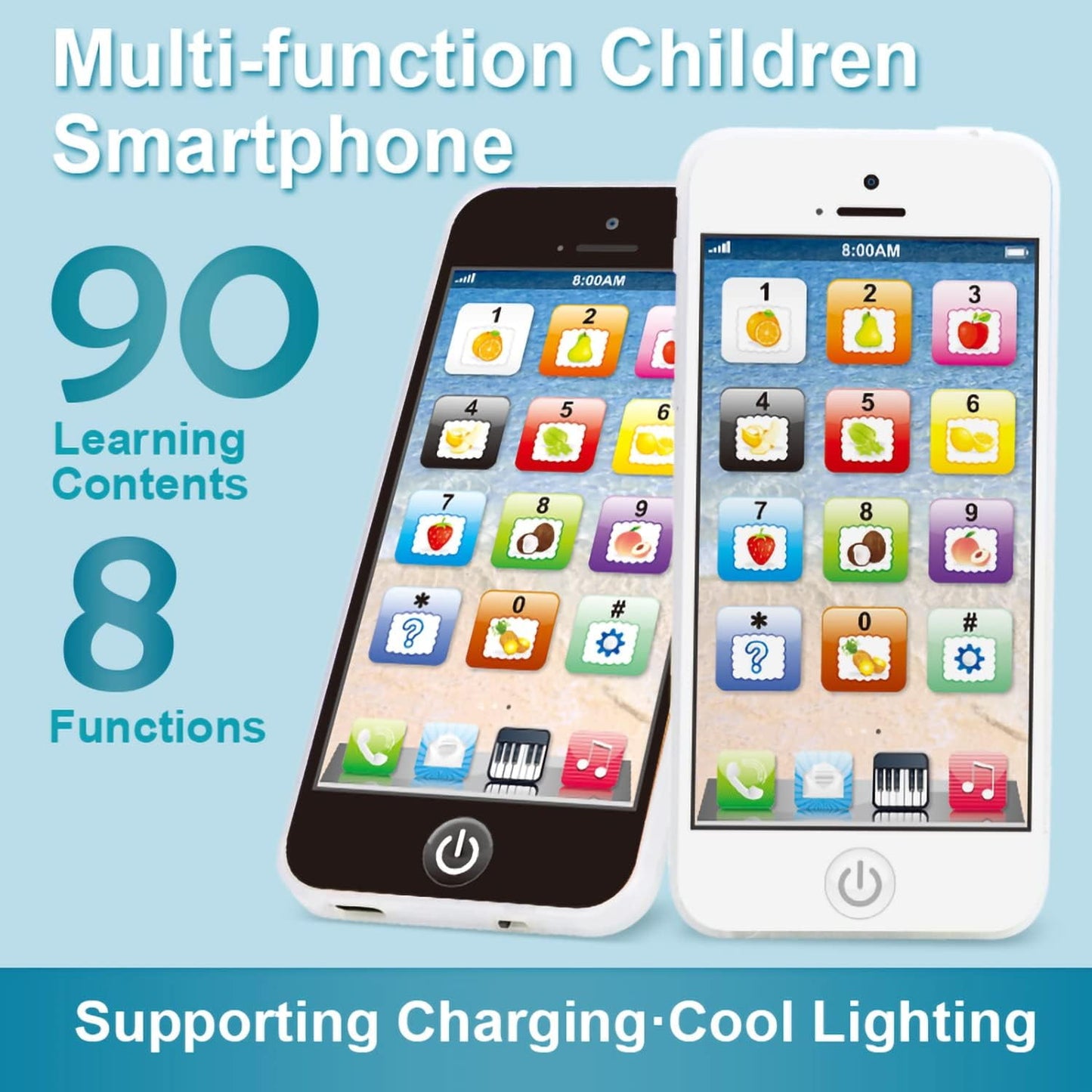 Baby Cell Phone Toy, Baby Phone Toy, Toddler Phone Toy, Kids Smart Phone Toys with Lights & Music, Learning English Education Gift for Baby Boys Girls