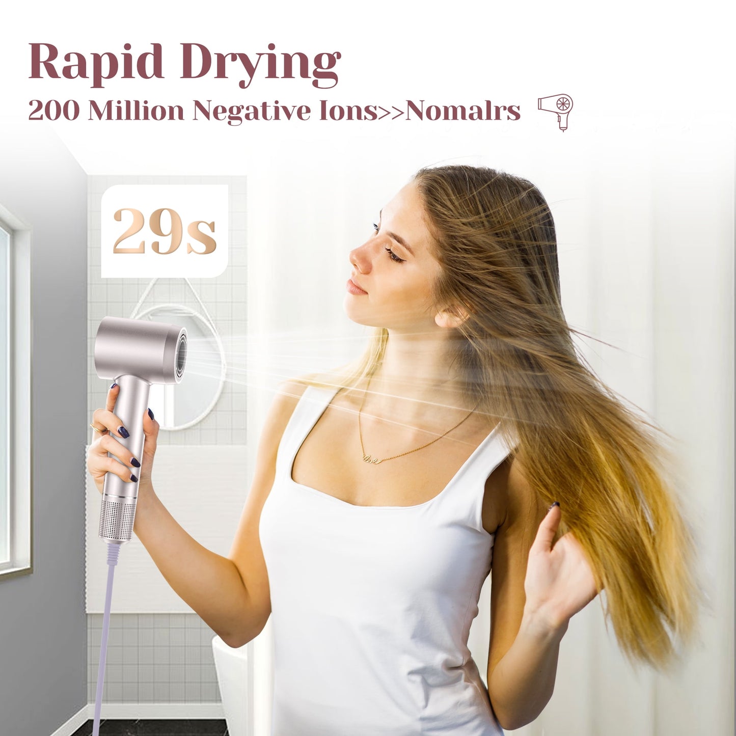Blunova Hair Dryer, High-Speed Ionic Blow Dryer, Lightweight Hairdryer with Diffuser, Gift Set for Women