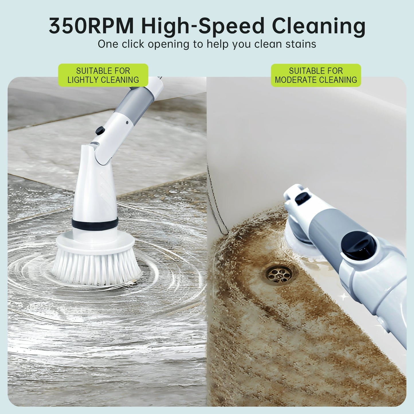 Electric Spin Scrubber, Cordless Power Brush Floor Scrubber with Adjustable Extension Arm and 4 Replaceable Bathroom Cleaning Brush Heads, Ideal for Tub, Tile, and Floor Cleaning