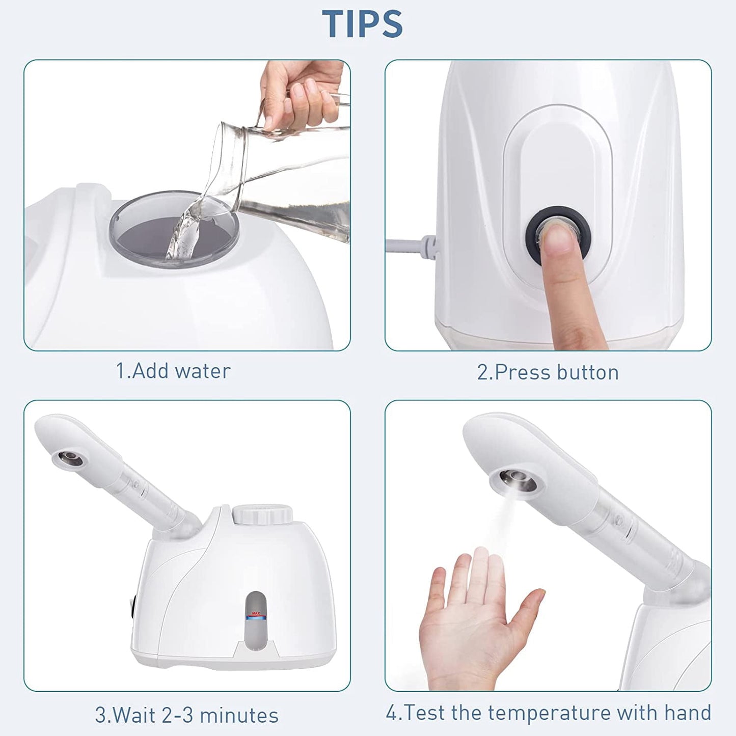 Fixdono Portable Facial Steamer, Nano Ionic Face Steamer with 180°Rotatable Sprayer, Warm/Cold Mist Portable Facial Steamer for Salon and SPA