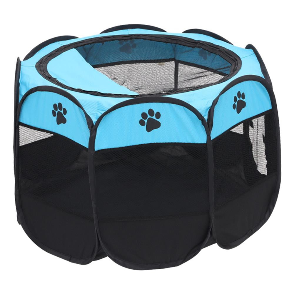 Blunova Portable Pet Playpen, Foldable Dog Playpen for Dogs and Cats, Rabbits, Pet Exercise Pet Tents Indoor Outdoor Use, 29" x 29" x 17", Blue