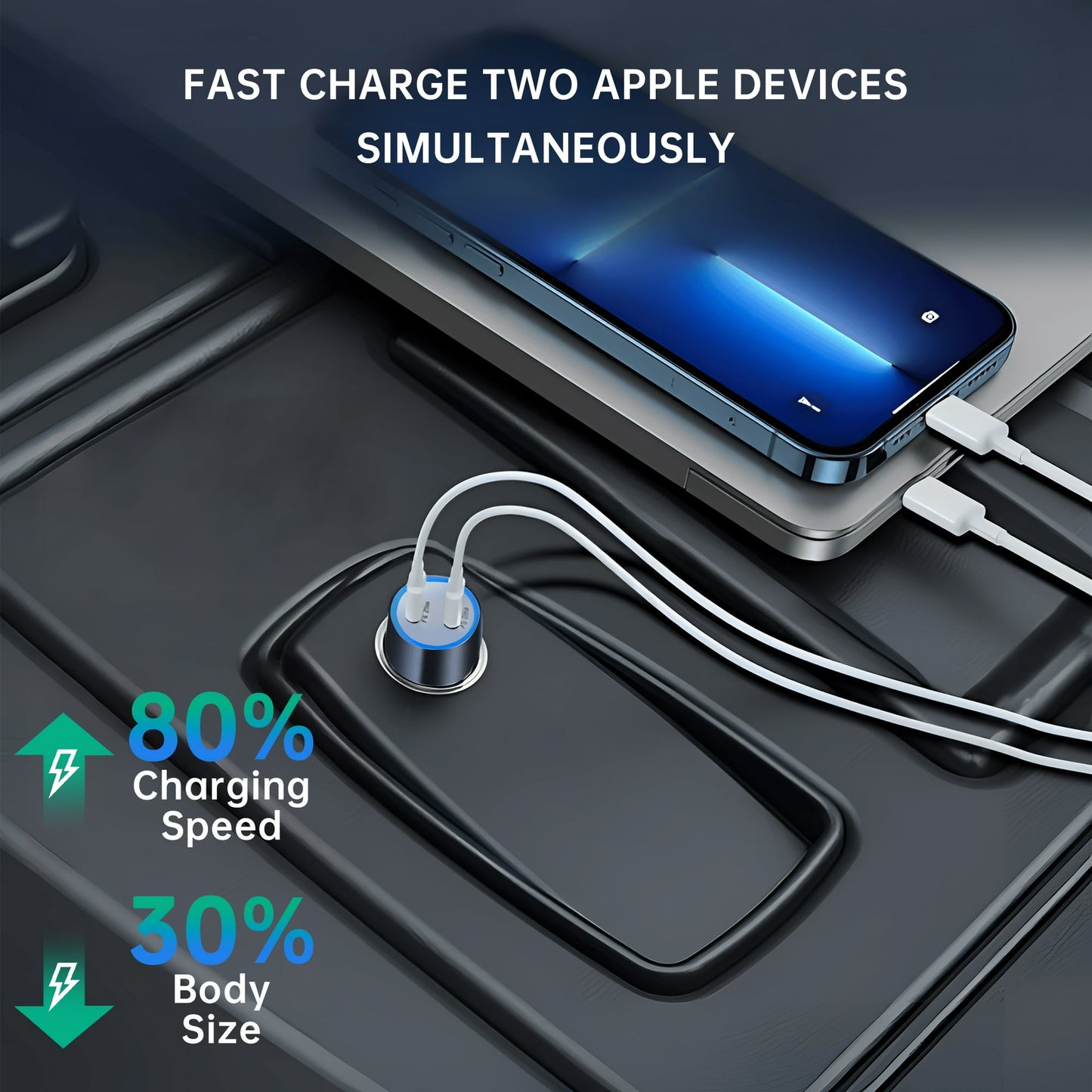 Fixdono Compatible with iPhone Fast Car Charger, 20W Car Charging Adapter for iPhone, Black