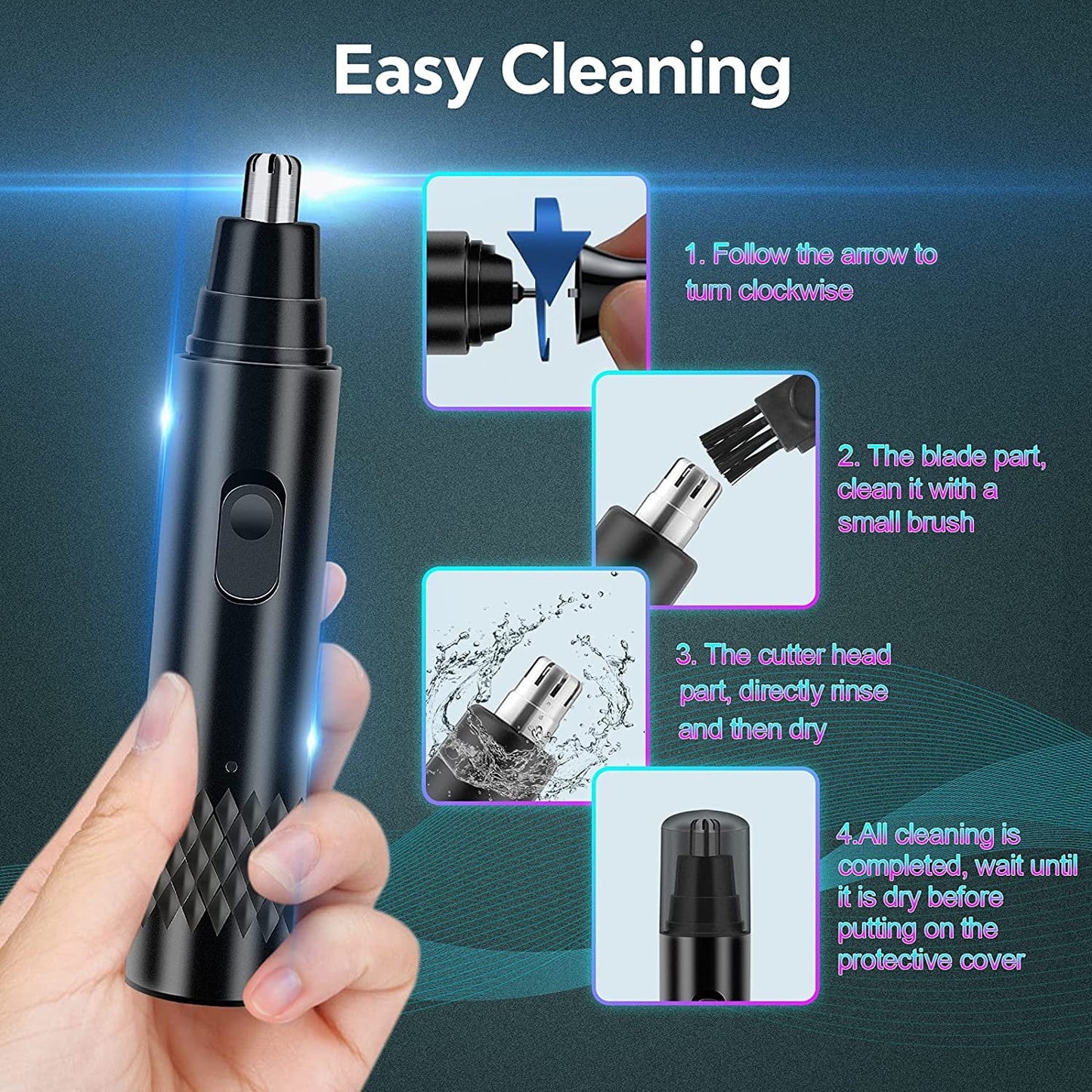Fixdono Nose Hair Trimmer, Rechargeable Nose Ear Eyebrow Beard Facial Hair Trimmer for Men Women