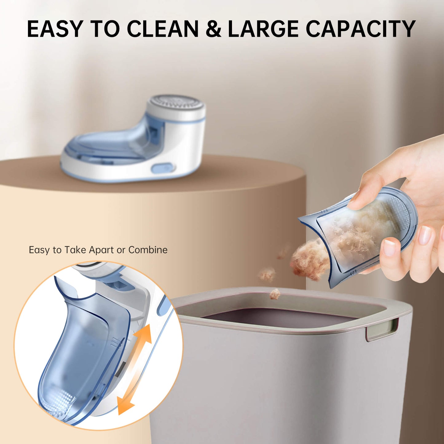 Fixdono Fabric Shaver, Lint Remover Rechargeable, Electric Portable Sweater Defuzzer with 2 Spare Blades, Blue