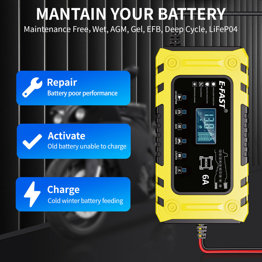 Tidymend 6A Smart Car Battery Charger, Trickle Charger 12V Fully Automatic Battery Maintainer, Float Charger and Desulfator for Motorcycle, ATV, Lithium and Deep Cycle Batteries