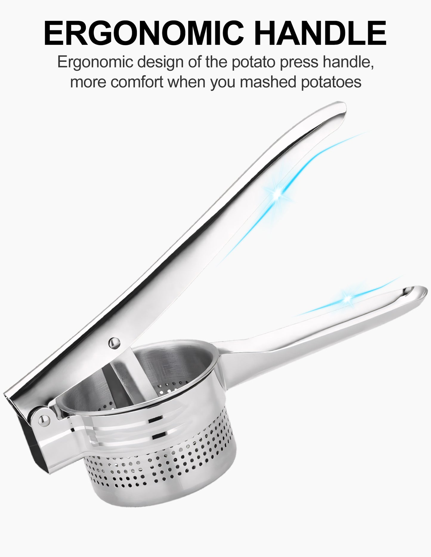 Sentryse Potato Ricer, Heavy Duty Stainless Steel Potato Masher, Manual Ricer Kitchen Tool for Fruits, Vegetables, Potato