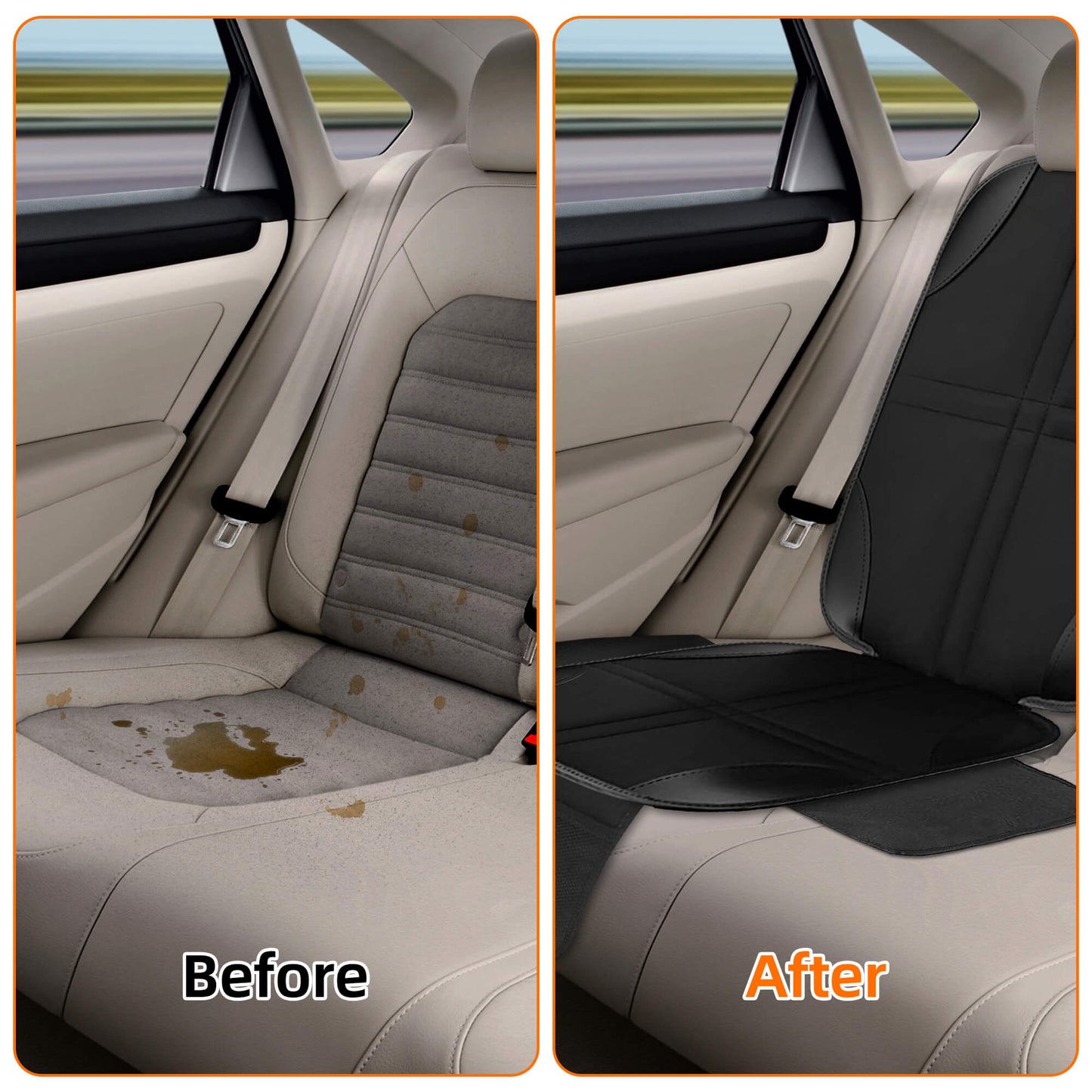 Fixdono Car Seat Protector for Child Car Seat, 600D Fabric Waterproof Car Seat Cover with Non-Slip Backing, 2 Pack, Black