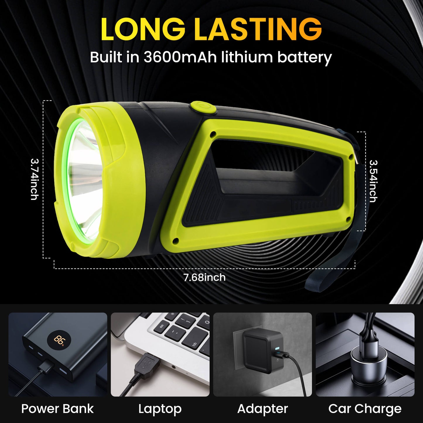 LED Flashlight Rechargeable Spotlight, 3500LM Super Bright Hand Spotlight, Portable Handheld Searchlight, Waterproof Outdoor Torch Light for Security, Camping, Hunting, Hiking