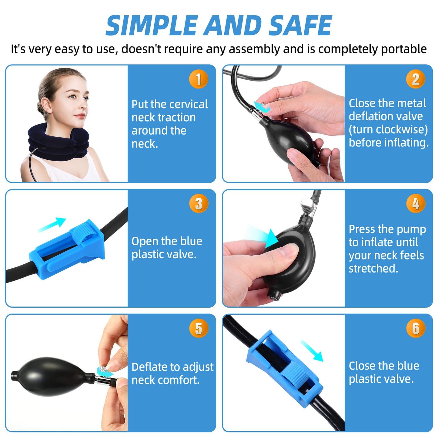 Cervical Neck Traction Device for Neck Pain Relief, Adjustable Inflatable Neck Stretcher Neck Brace, Neck Traction Pillow for Use Neck Decompression and Neck Tension Relief