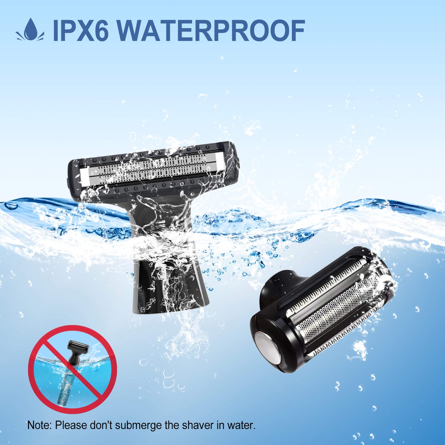 Fixdono Body Hair Trimmer for Men, Waterproof Electric Razor Shaver, Wet/Dry Beard Trimmer, Battery Operated