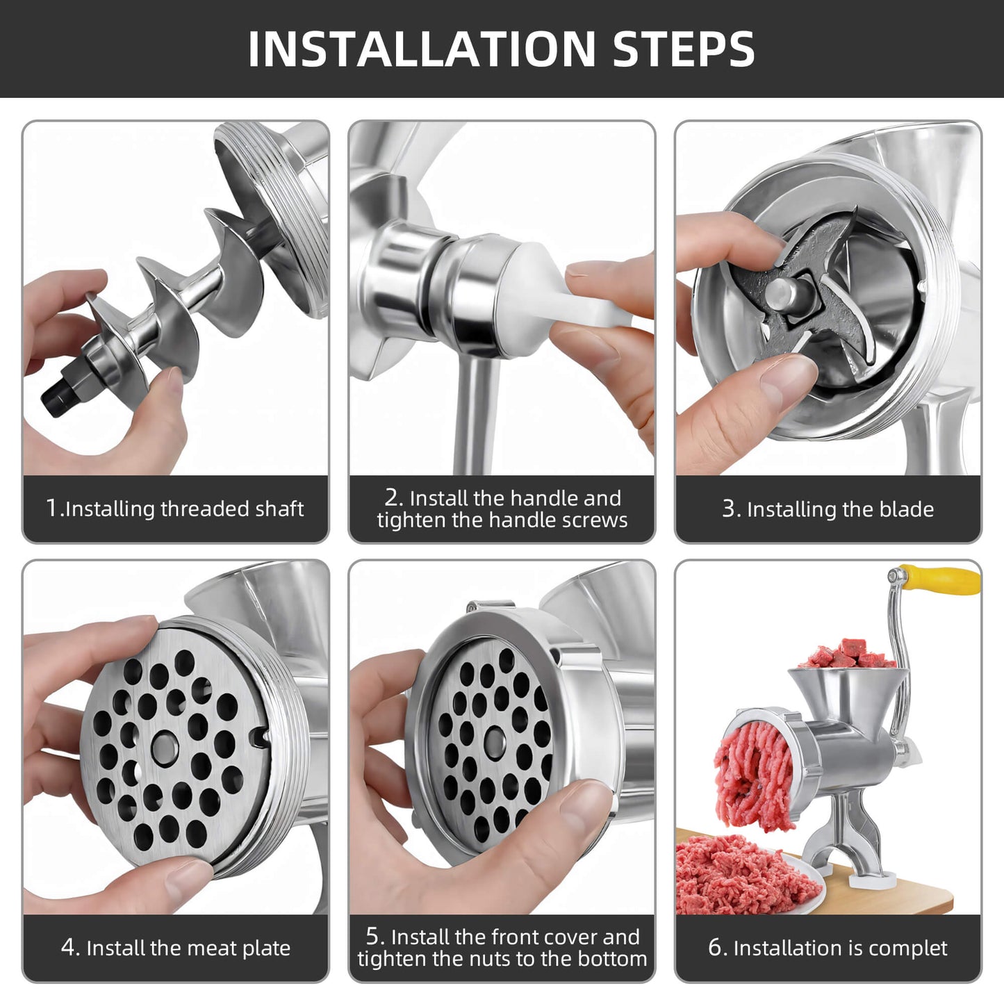 Fixdono Manual Meat Grinder, Sausage Maker Stuffer, Heavy Duty Hand Operated Mincer Food Kitchen Maker Machine