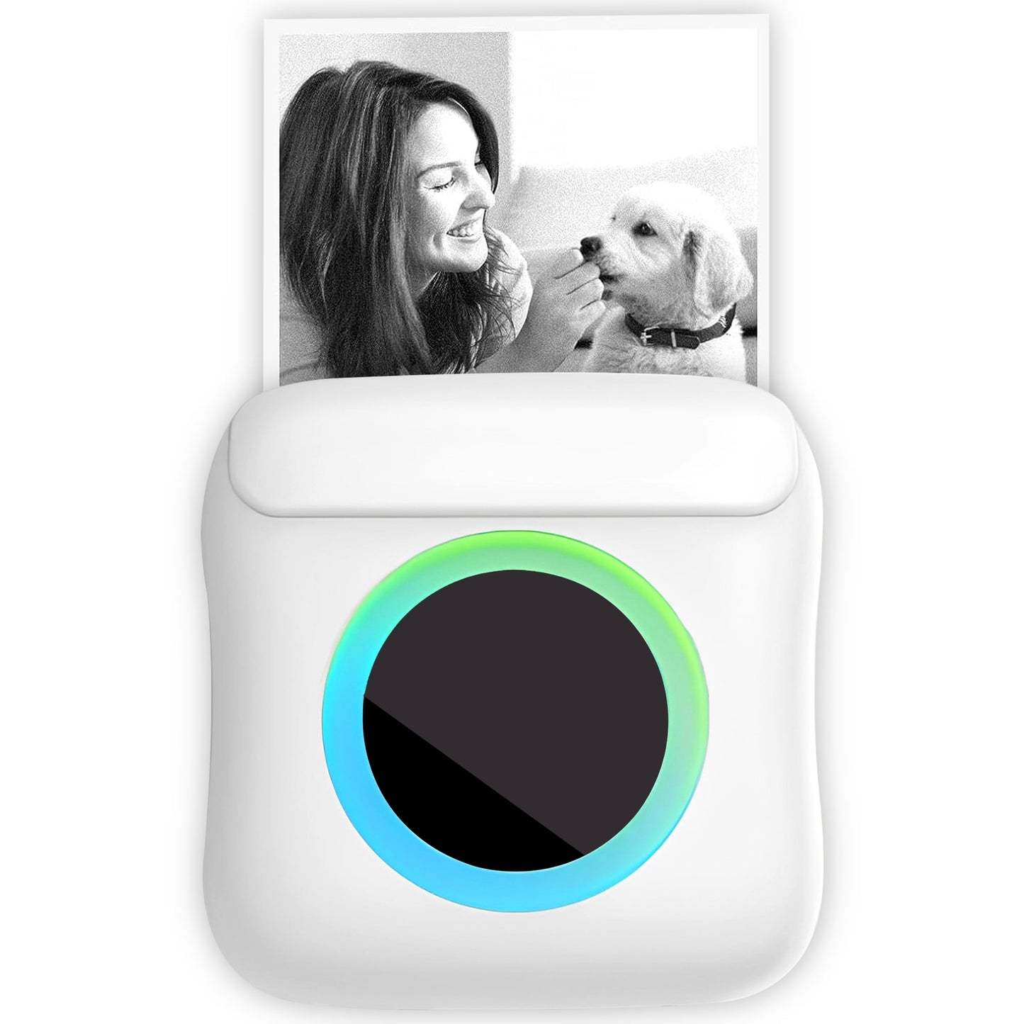 Mini Sticker Printer, Bluetooth Smart Pocket Inkless Thermal Printer with 20 Rolls Paper and Sticker