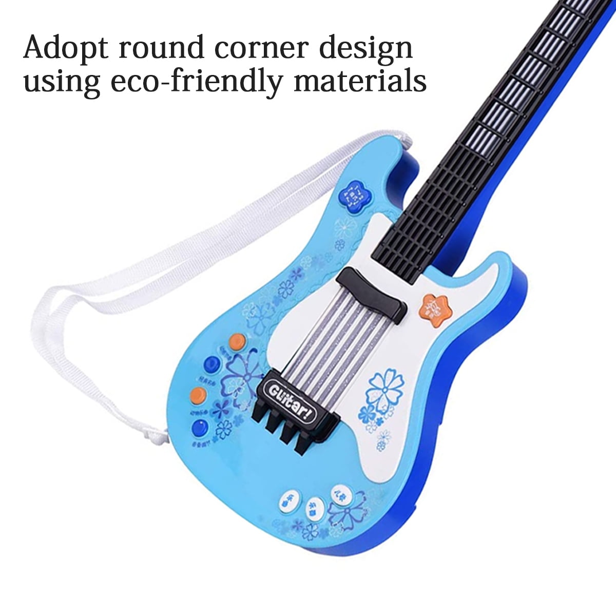 Kids Guitar for Children, Music Toys Guitar for Kids Toddler Electric Guitar with Strap, Kids Blue Guitar Musical Instrument Toys