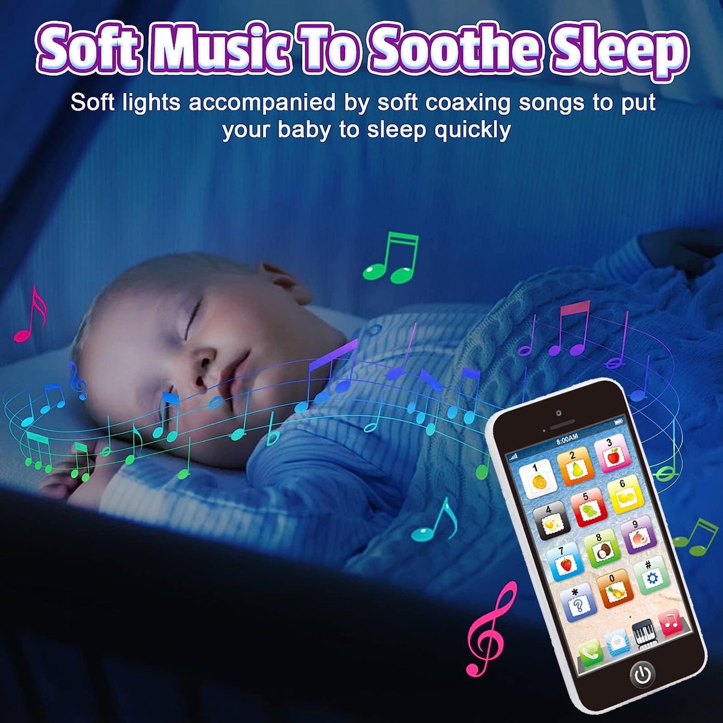 Baby Cell Phone Toy, Baby Phone Toy, Toddler Phone Toy, Kids Smart Phone Toys with Lights & Music, Learning English Education Gift for Baby Boys Girls