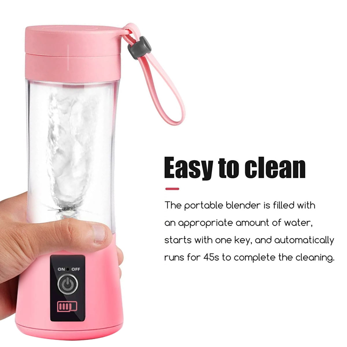 1 Pcs Portable Blender Travel Juicer Smoothie Juicer Cup - four Blades in 3D, Fruit Mixing Machine with 2000mAh USB Rechargeable Batteries