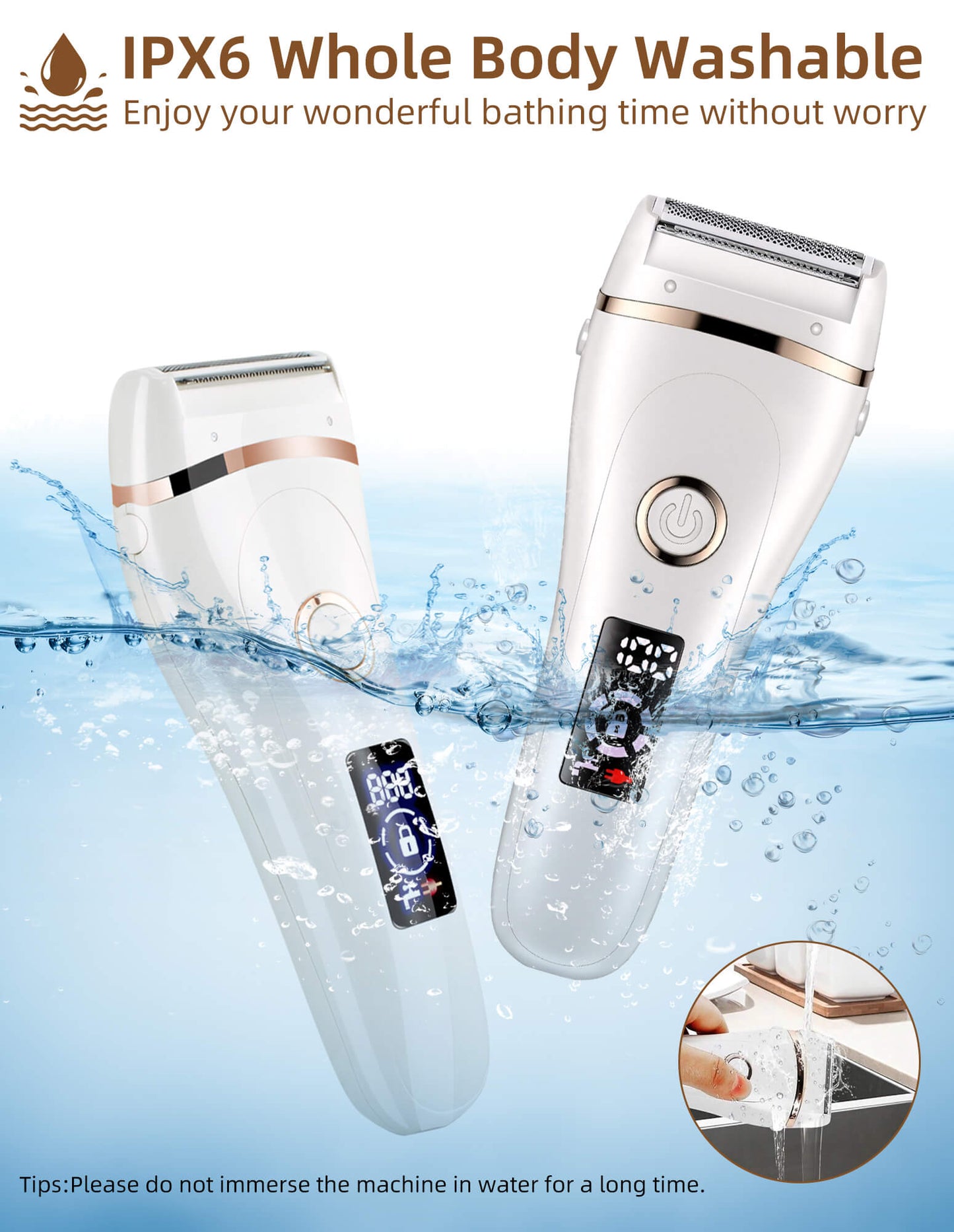 Fixdono Electric Razor for Women, 3 in 1 Lady Electric Shaver Body Hair Remover, Portable Bikini Trimmer for Leg Arm Armpit Underarms