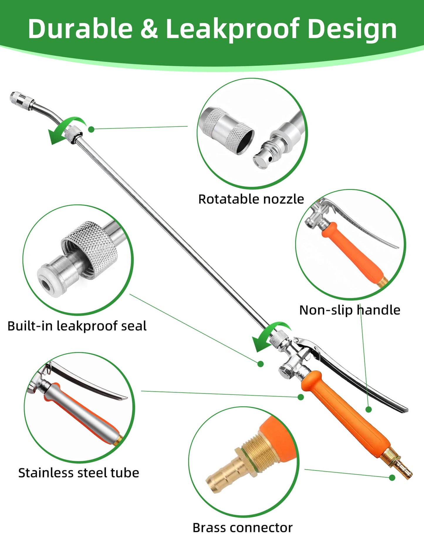 Fixdono Stainless Steel Watering Wand, 29" Universal Sprayer Wand Replacement, Perfect for Garden