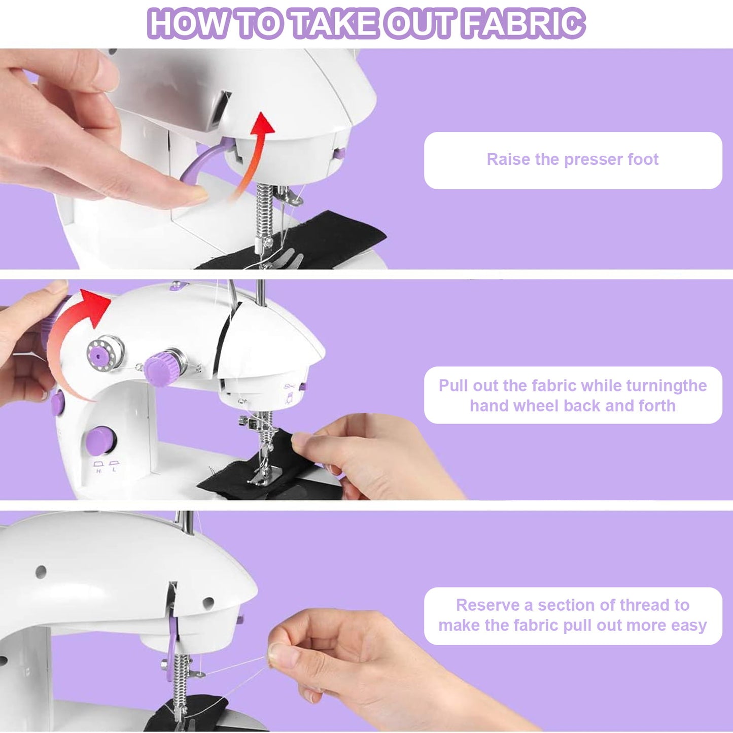 Fixdono Mini Sewing Machine for Beginner, 111-Piece Portable Sewing Machine 7.48"L x 3.93"W x 7.87"H