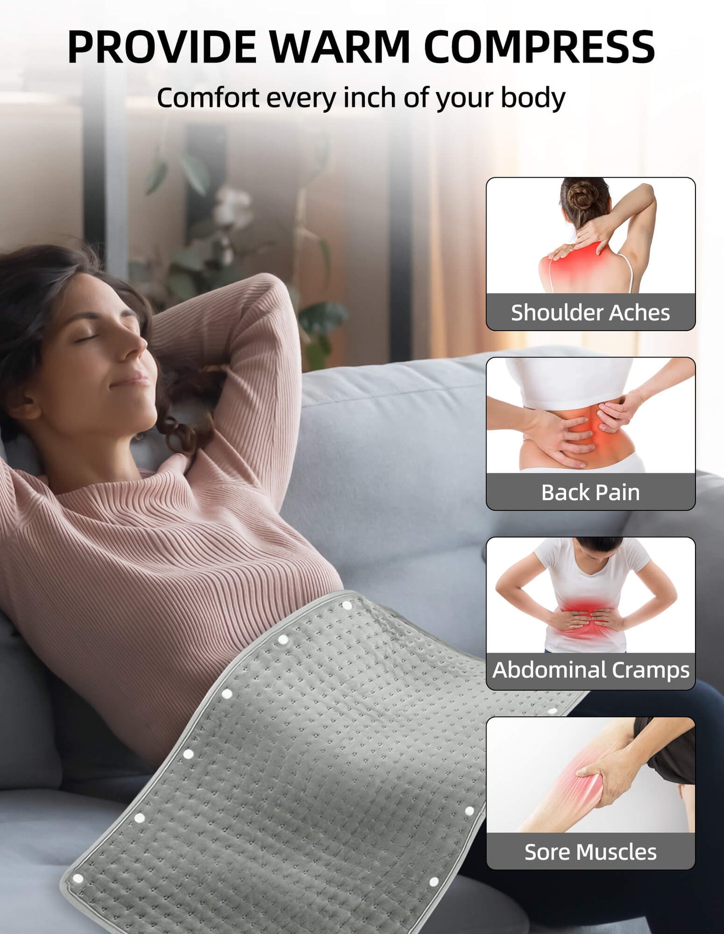 Fixdono Electric Heated Foot Warmer Mat, 33"x18" Extra Large Plush Heating Pad for Home Office Gift