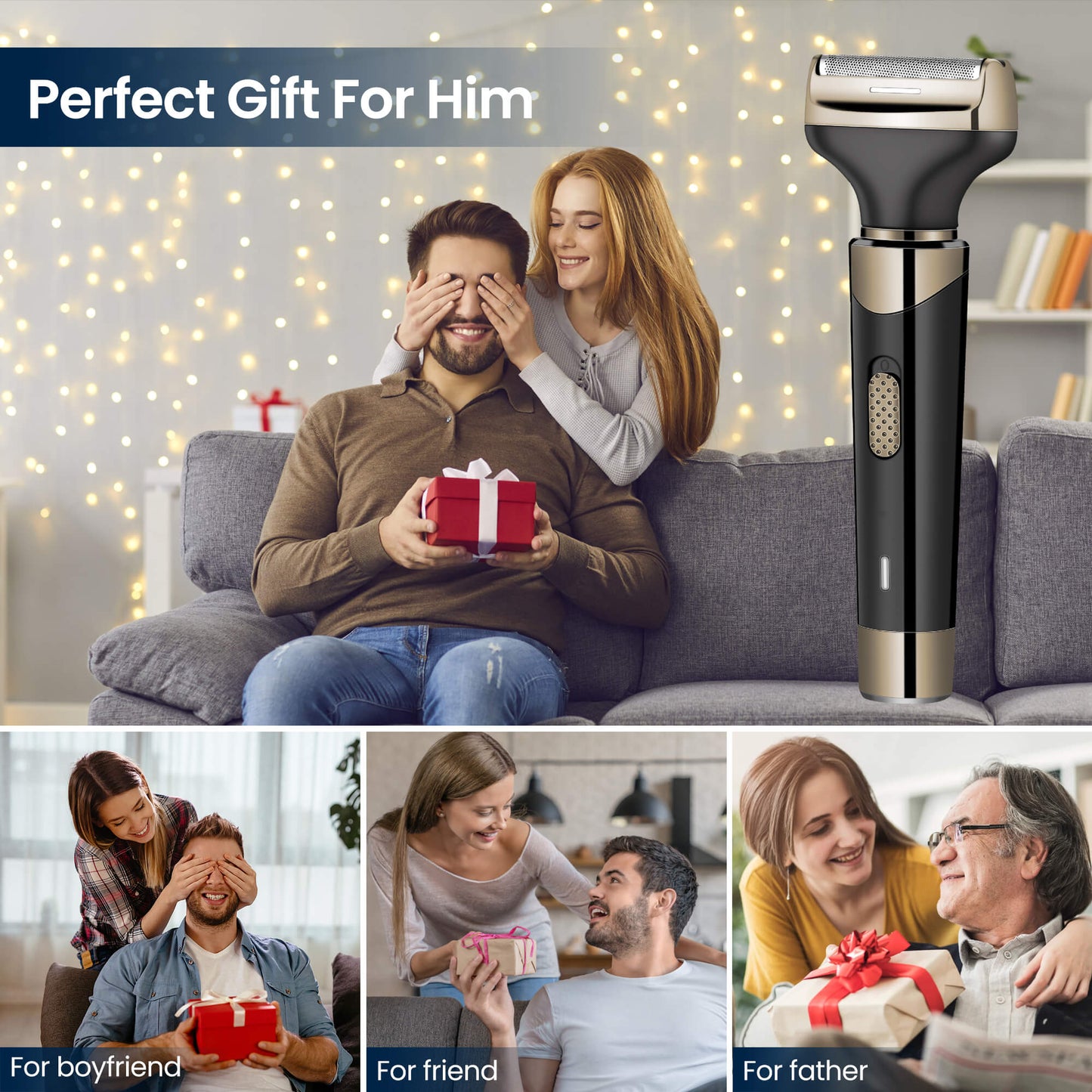 Reichtum Electric Shaver for Men Women, 4 in 1 Rechargeable Razor Nose Hair Trimmer Grooming Groomer Kit for Facial Eyebrow Beard Sideburn