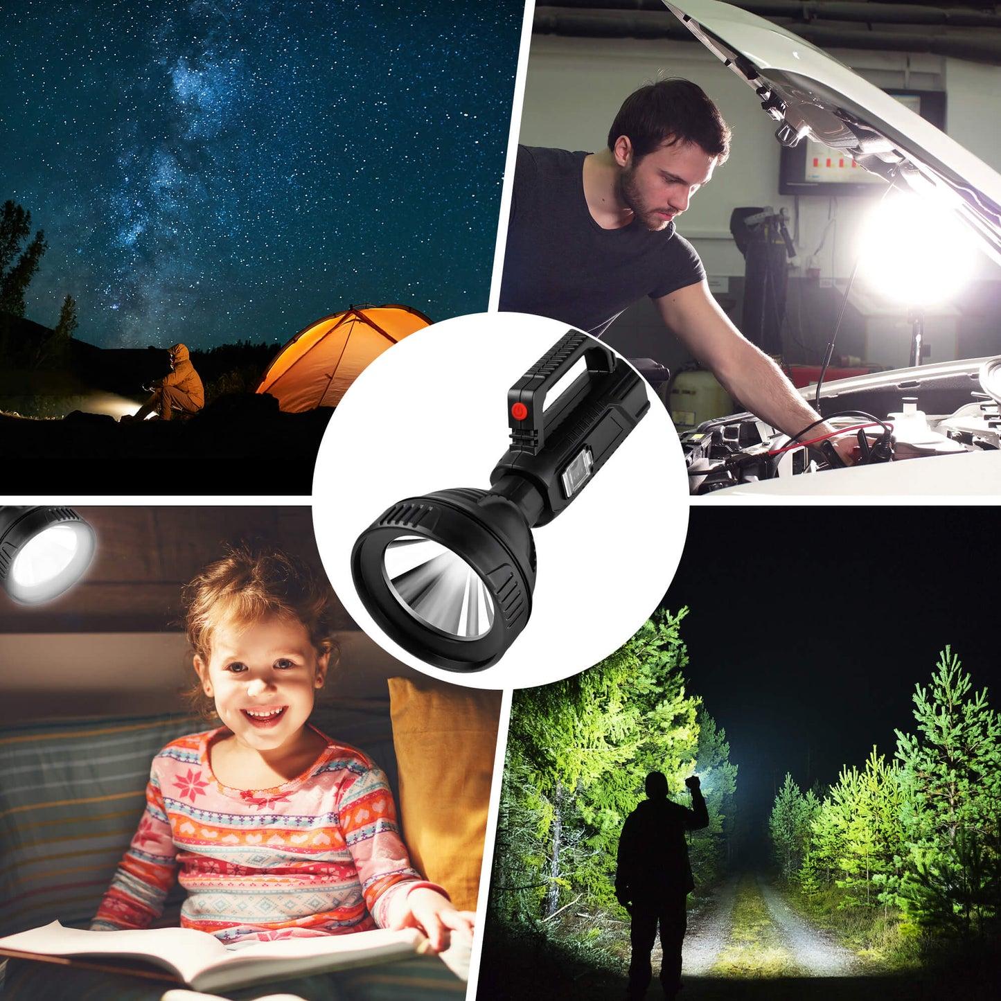 LED Flashlight Rechargeable, 50000 Lumens Super Bright Flashlights, Big Beam Long-Range Spotlight Flashlight, Waterproof Torch Light for Camping, Fishing, Hunting, Hiking, Patrol
