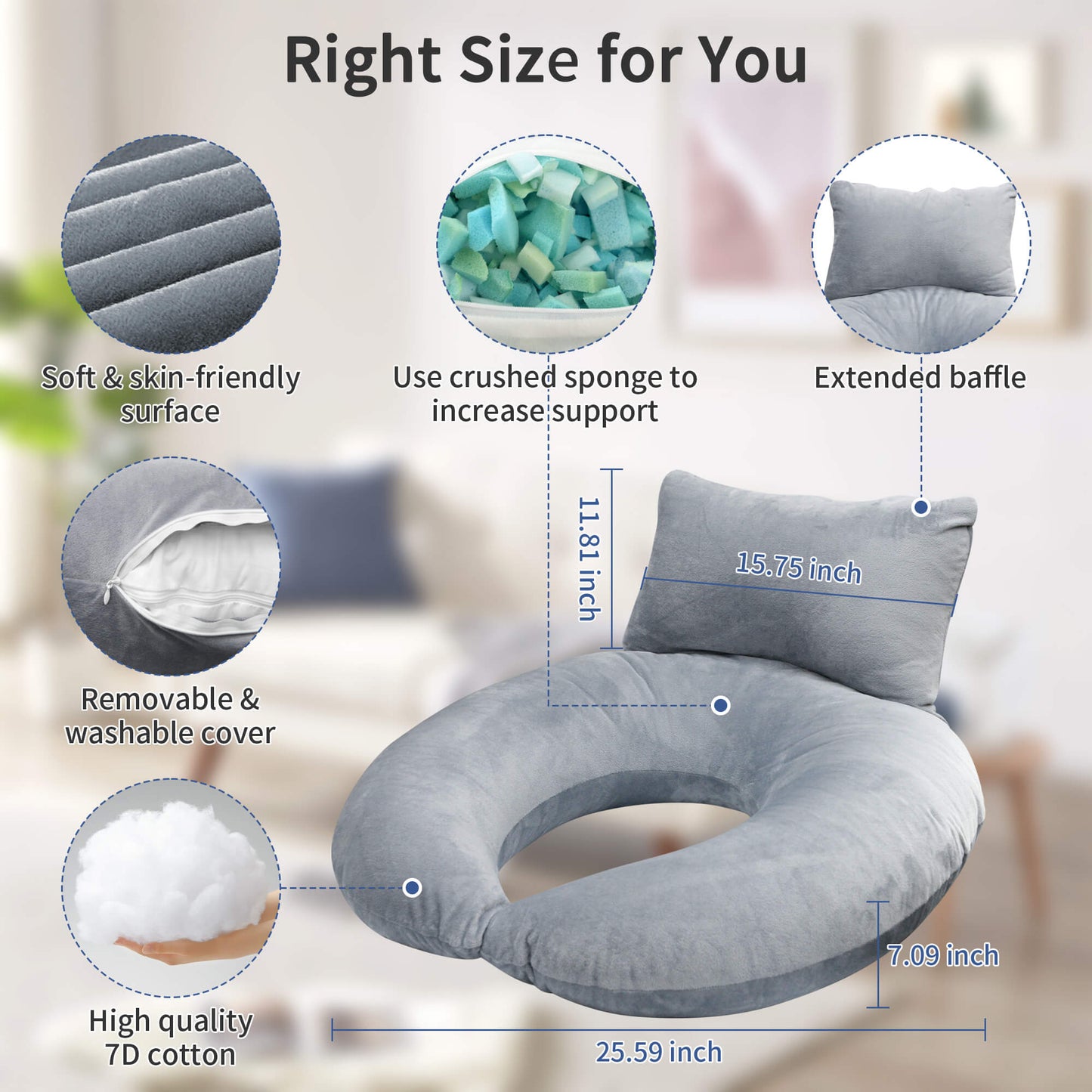Sentryse Reading Gaming Pillow, Lap Desk Pillow Arm Support Pillow for Reading Gaming Working Crocheting, Grey