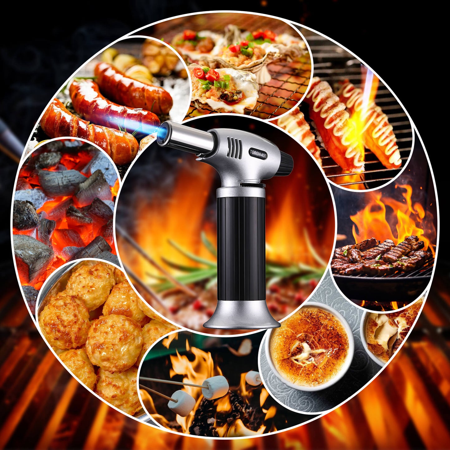 Fixdono Culinary Butane Torch, Professional Cooking Torch Lighter Butane Refillable for Baking BBQ