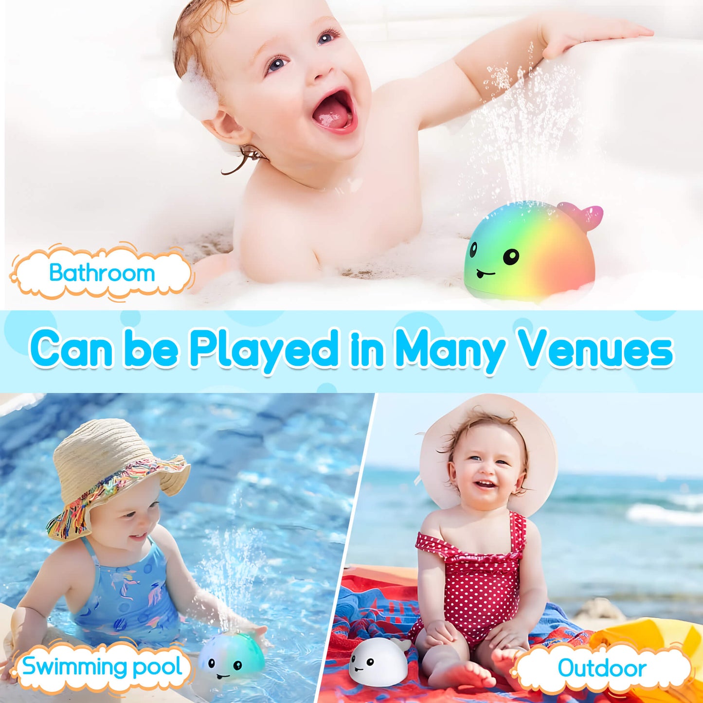 Fixdono Baby Bath Toys, Whale Light up Fountain Bath Toy, Birthday Christmas Gift for Baby Toddler 6 Months and Older, Unisex