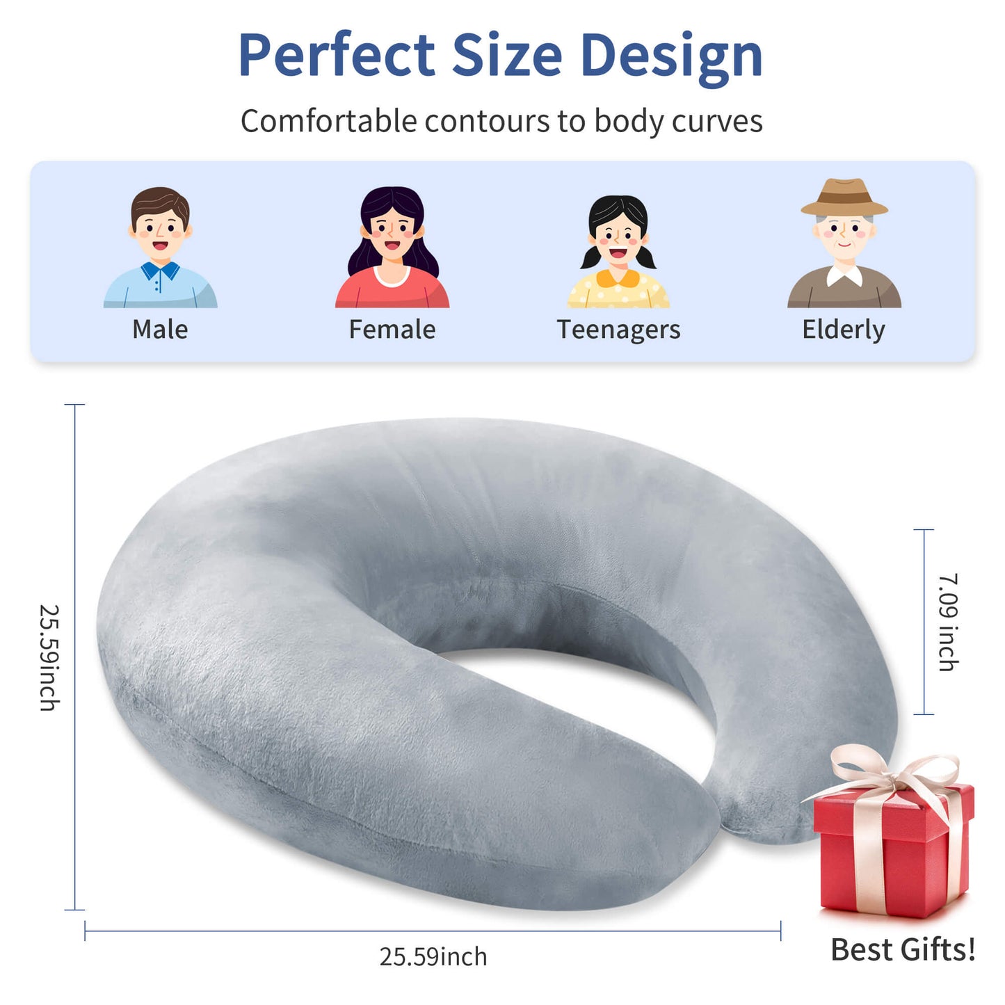 Sentryse Reading Pillow for Gaming, Lap Desk Pillow for Sitting in Bed or Sofa, Compact Arm Support Pillow for Reading, Playing or Crocheting, Grey