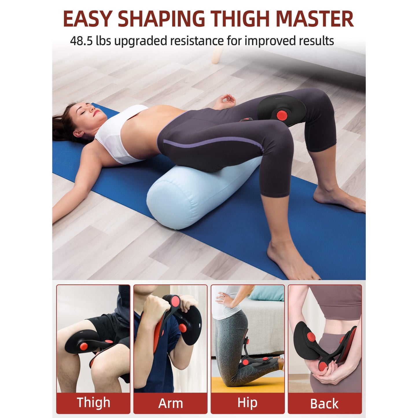 Tidymend Thigh Master Hip Trainer Kegel Exerciser, 48.5 lbs Pelvic Floor Muscle Trainer, Inner Thigh Exercise Equipment for Men Women Home Gym, Black