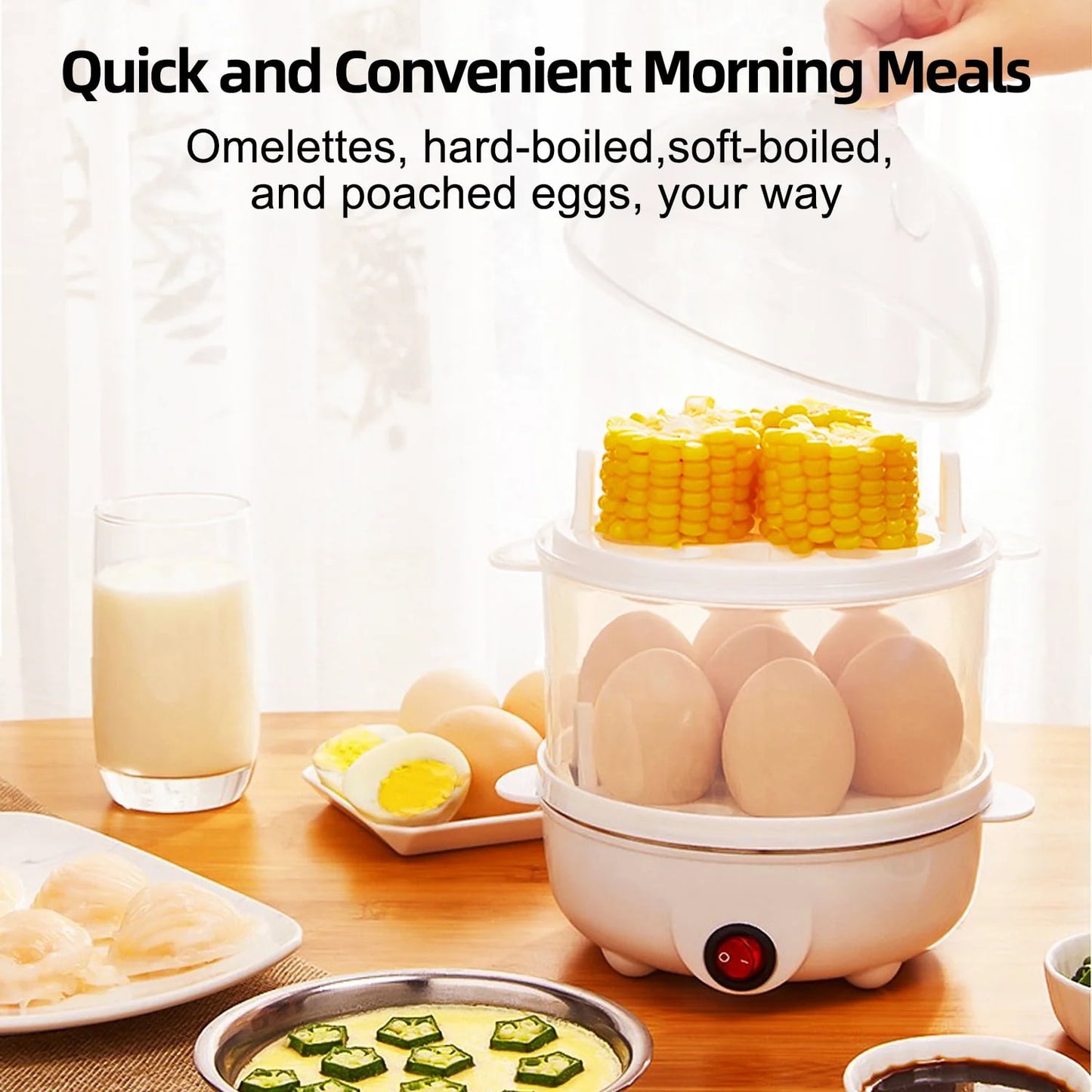 Fixdono Rapid Egg Cooker, 14 Egg Capacity Electric Egg Cooker for Hard Boiled Eggs, White