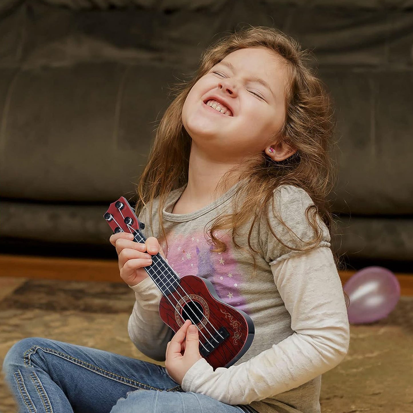 Fixdono Kids Toy Ukulele Guitar for Toddler, 4 Strings Musical Instruments Educational Toys, 10"