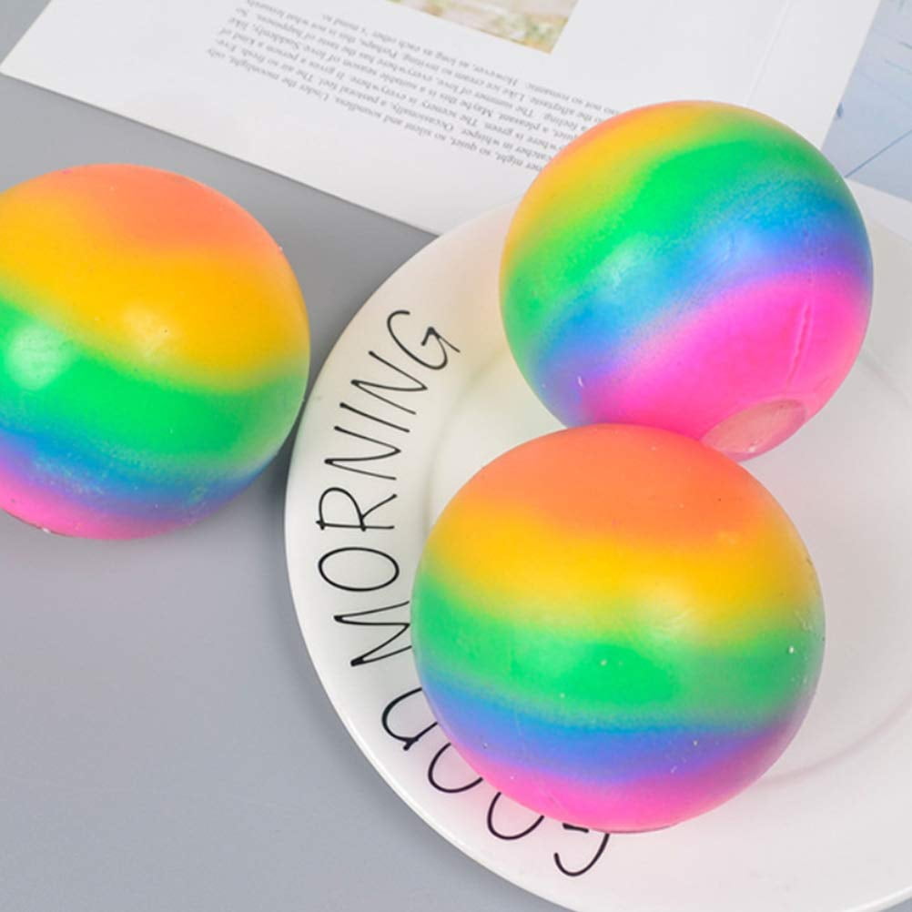 Rainbow Stress Balls, Squishy Sensory Fidget Toys for Kids and Adults, 2.75 Inch Stress Relief Squeeze Balls for Anxiety Relief
