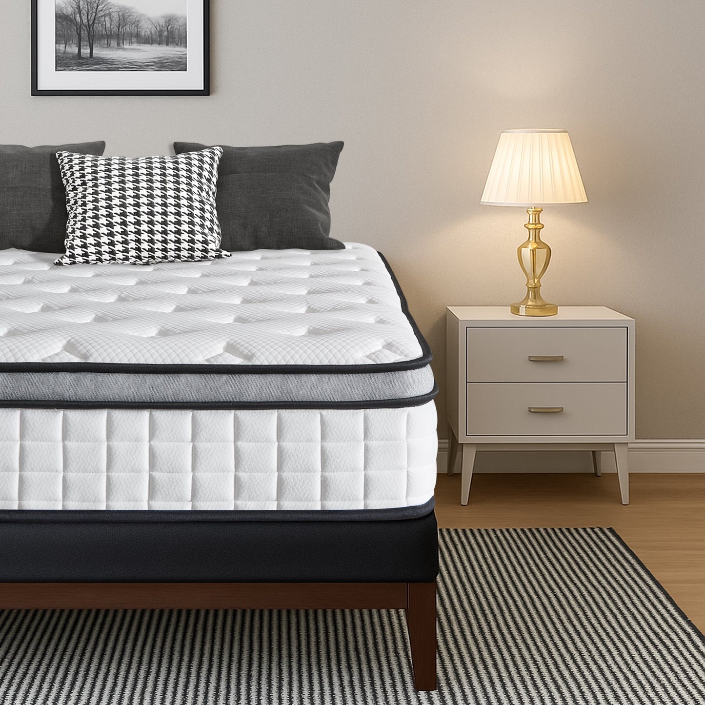 Hillnova 10" Twin Mattress, Euro Top Foam & Pocket Spring Hybrid Mattress in a Box, Plush Comfort, Pressure Relief and Motion Isolation