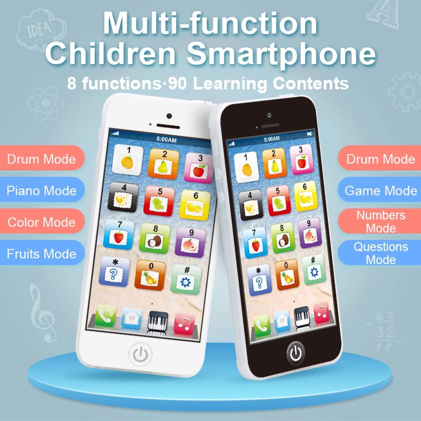 Baby Cell Phone Toy, Baby Phone Toy, Toddler Phone Toy, Kids Smart Phone Toys with Lights & Music, Learning English Education Gift for Baby Boys Girls