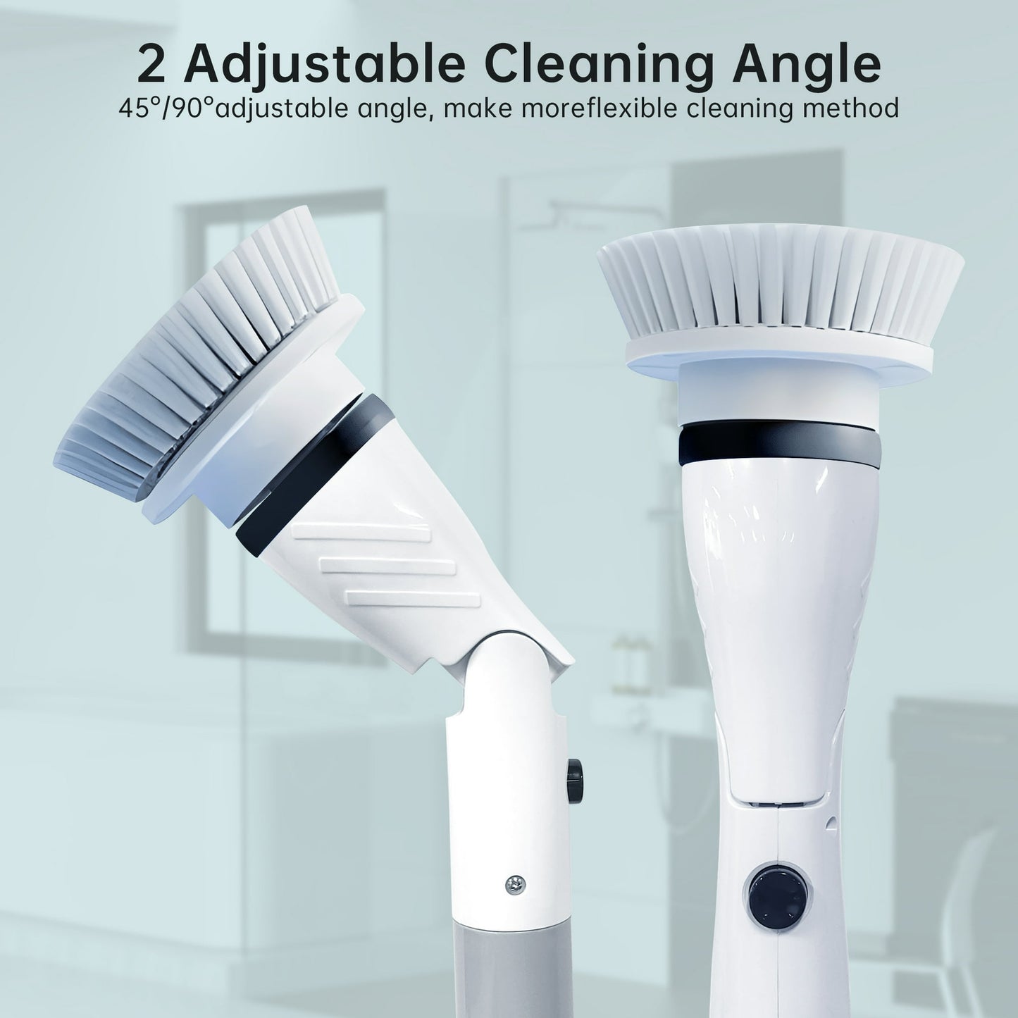Electric Spin Scrubber, Cordless Power Brush Floor Scrubber with Adjustable Extension Arm and 4 Replaceable Bathroom Cleaning Brush Heads, Ideal for Tub, Tile, and Floor Cleaning