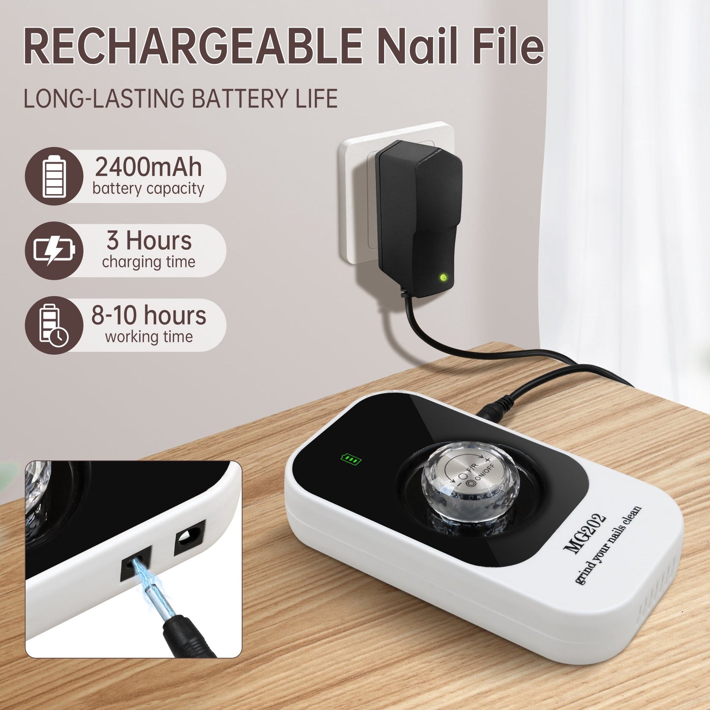 Sentryse Electric Nail Drill 40000RPM Professional Electric File Rechargeable Nail Drill Machine with LCD Display & Base & 7 Bits for Salon Manicures