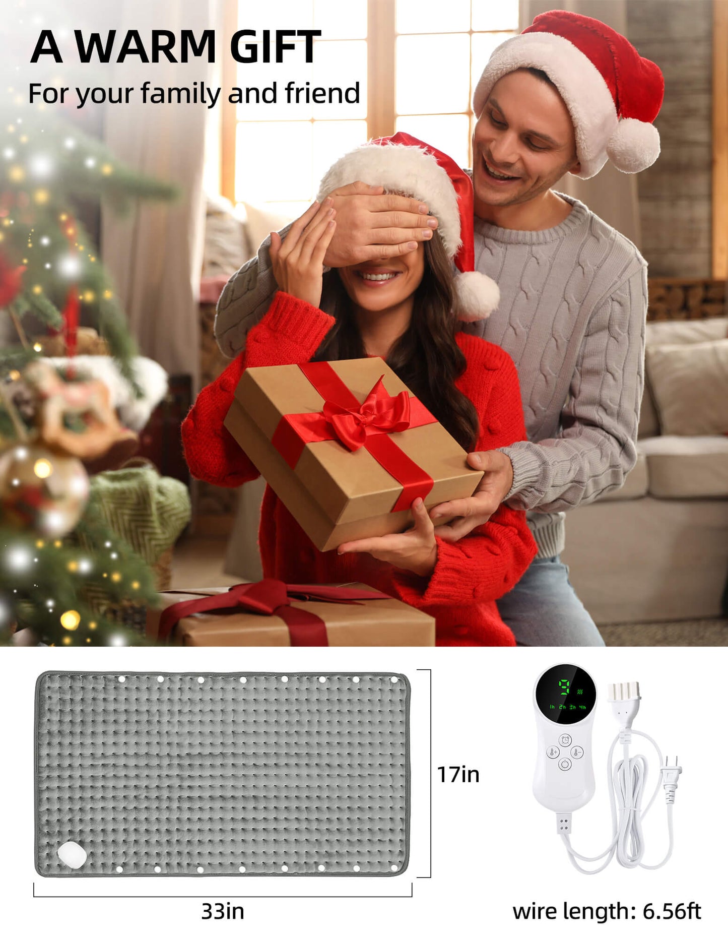 Fixdono Electric Heated Foot Warmer Mat, 33"x18" Extra Large Plush Heating Pad for Home Office Gift