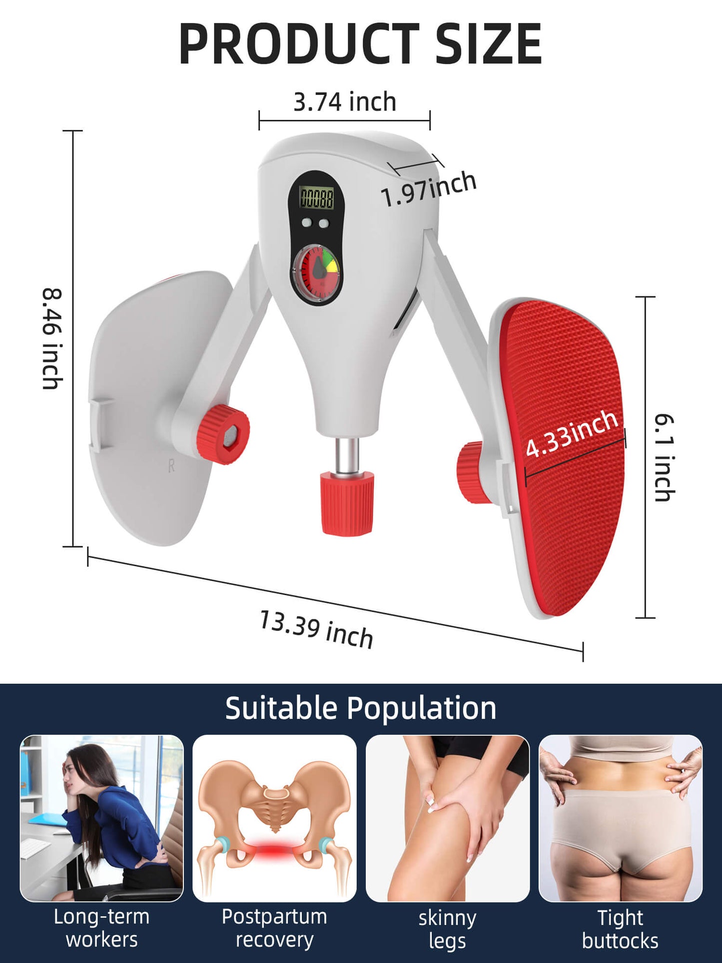 Tidymend Thigh Master 0-77 lbs Adjustable Resistance, Kegel Exerciser Pelvic Floor Muscle with Fixed Leg Straps, Inner Thigh Exerciser for Women Men, Gray