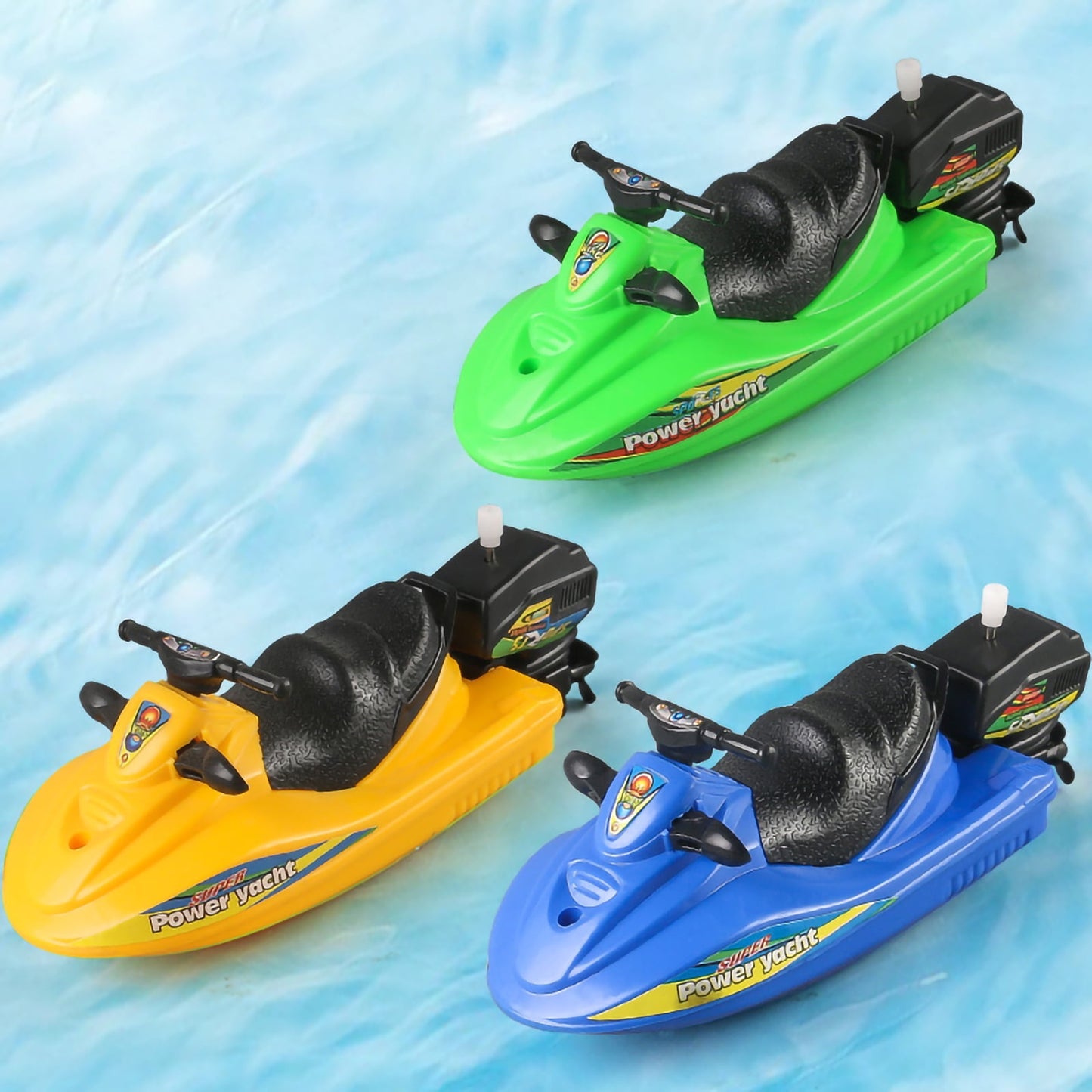 Fixdono Wind-up Boat Bath Toy, 4 Pack Clockwork Boat Bathtub Toy, Children Bathtub Shower Toy for Kids(Random Color)