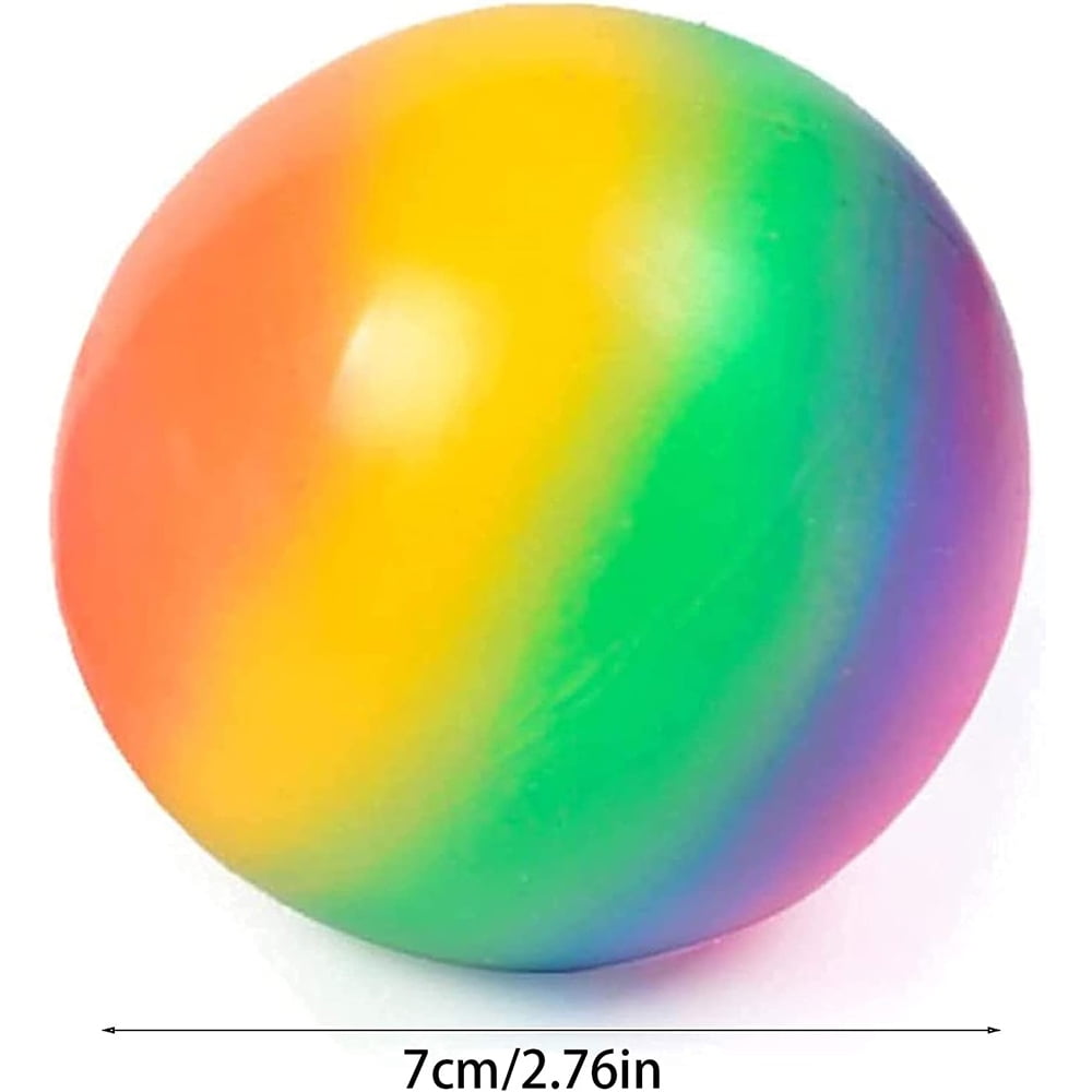 Rainbow Stress Balls, Squishy Sensory Fidget Toys for Kids and Adults, 2.75 Inch Stress Relief Squeeze Balls for Anxiety Relief