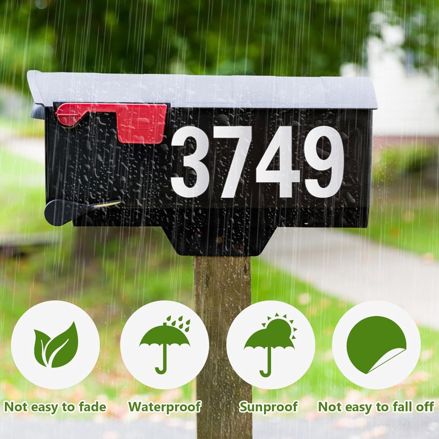 Fixdono Reflective Mailbox Numbers for Outside, 5 Sets Waterproof Mailbox Numbers Stickers for Mailbox, Door, Garbage Bins, Self Adhesive