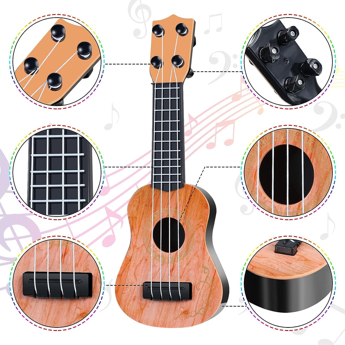 Fixdono Kids Toy Ukulele Guitar for Toddler, 4 Strings Musical Instruments Educational Toys, 10"