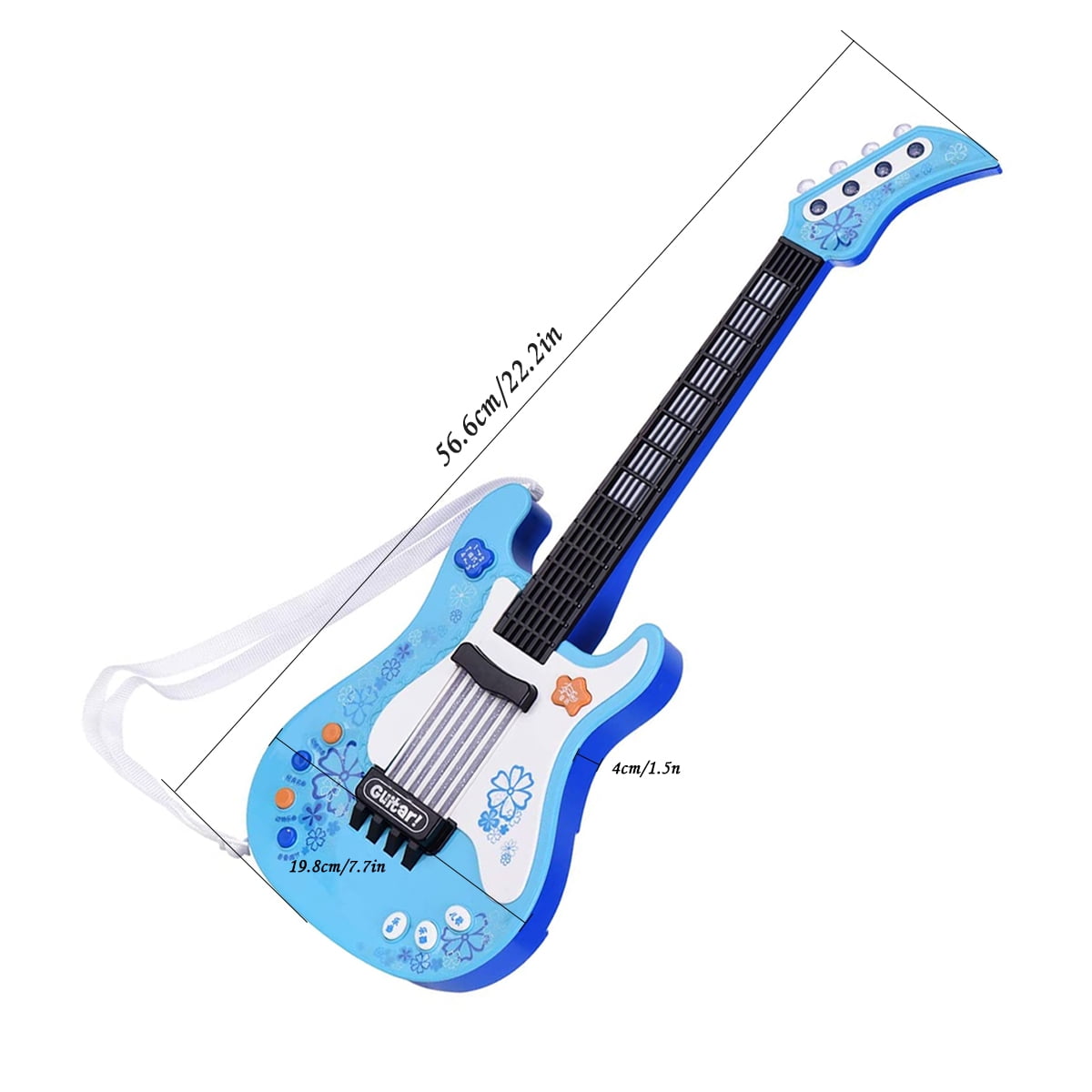 Kids Guitar for Children, Music Toys Guitar for Kids Toddler Electric Guitar with Strap, Kids Blue Guitar Musical Instrument Toys