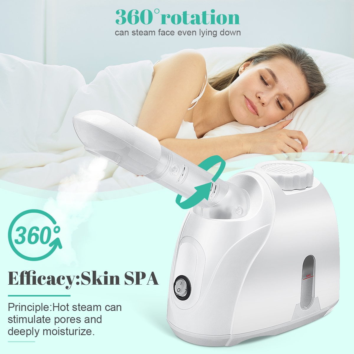 Fixdono Portable Facial Steamer, Nano Ionic Face Steamer with 180°Rotatable Sprayer, Warm/Cold Mist Portable Facial Steamer for Salon and SPA
