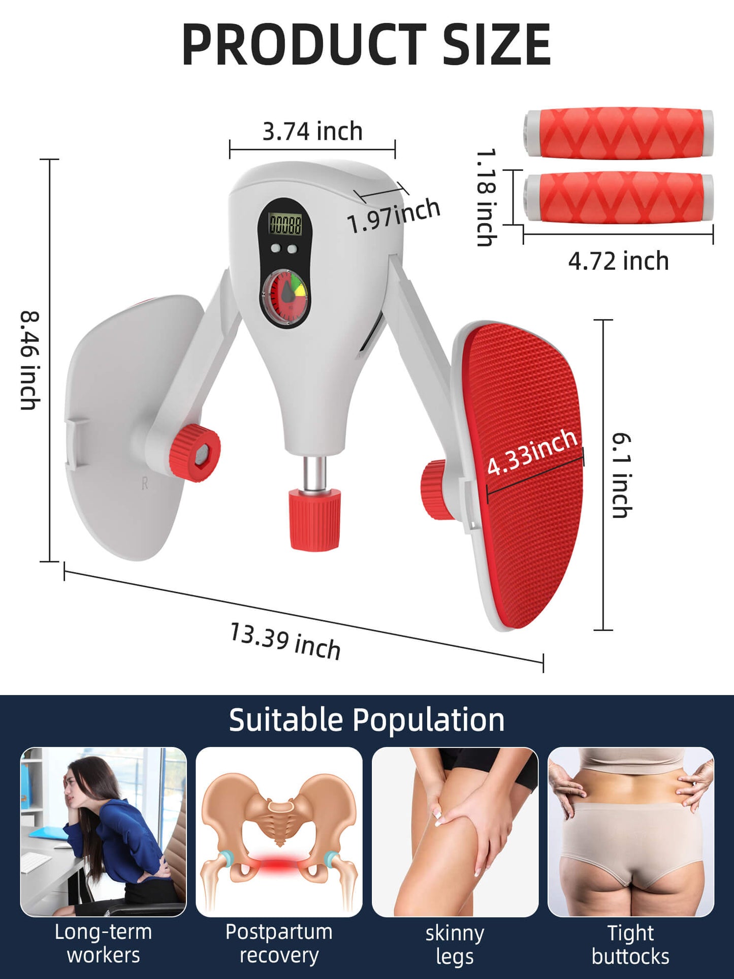 Tidymend Thigh Master 0-77 lbs Adjustable Resistance, Kegel Exerciser Pelvic Floor Muscle with Fixed Leg Straps and Replaceable Handle, Inner Thigh Exerciser for Women Men, Gray