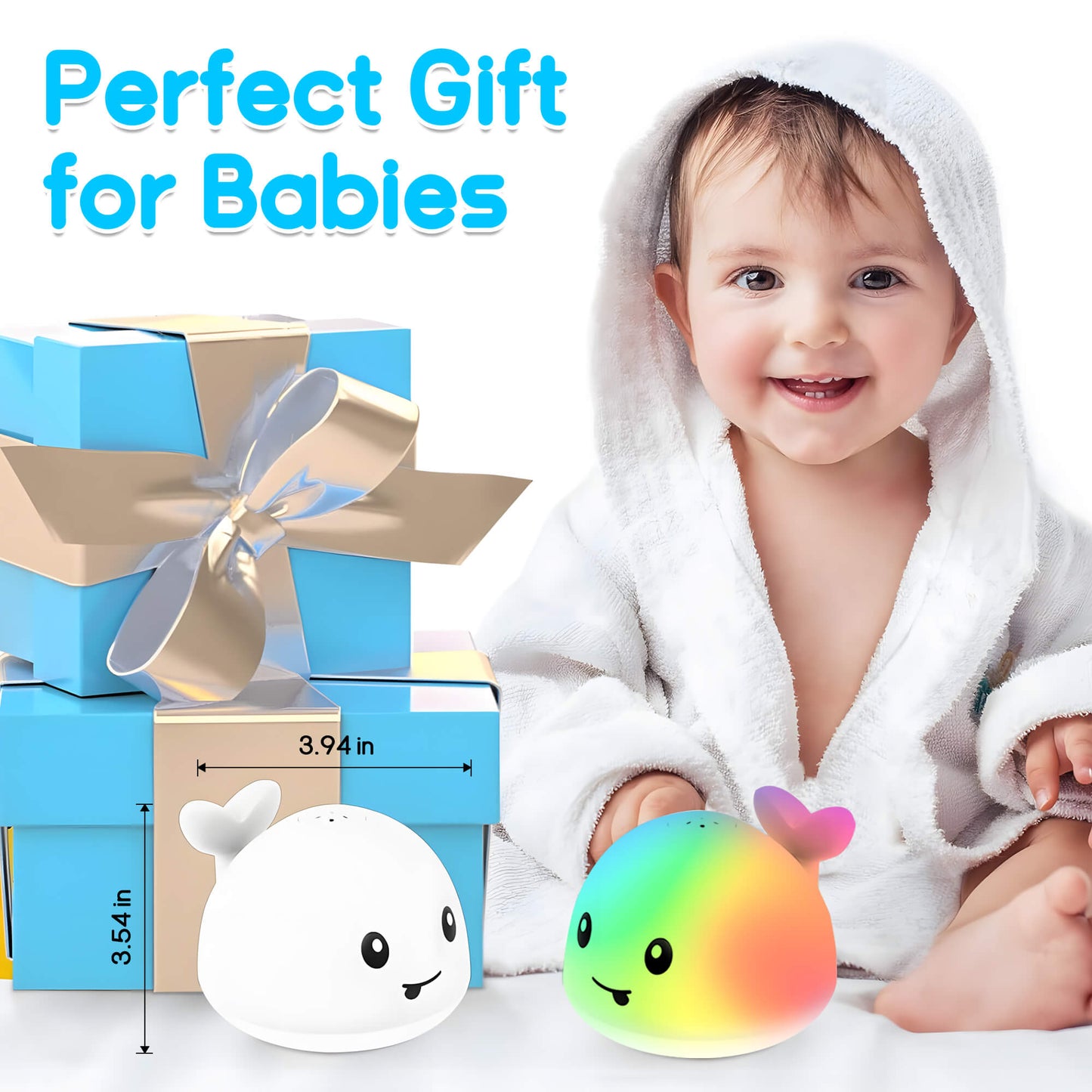 Fixdono Baby Bath Toys, Whale Light up Fountain Bath Toy, Birthday Christmas Gift for Baby Toddler 6 Months and Older, Unisex