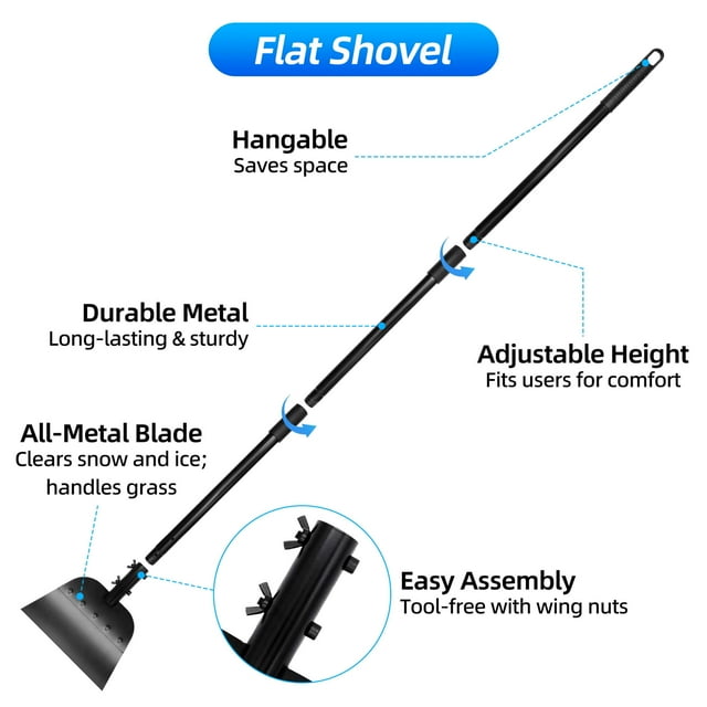 Tidymend Garden Flat Shovel, 54" Garden Cleaning Shovel, Heavy Duty Manual Weeder Metal Floor Scraper Garden Tool for Lawn Edging, Digging, Weeding, Scraping, Ice Remove