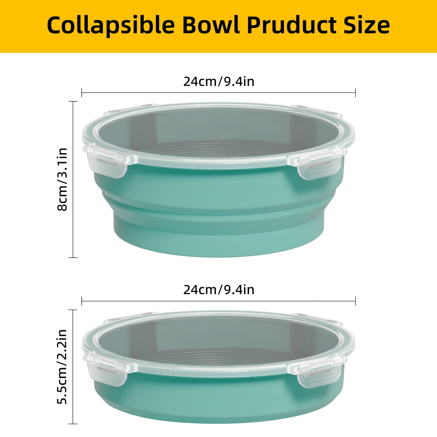 1 Pcs Collapsible Batter Bowl, Mess Free Breading Shaker, Silicone Mixing Bowls with Lids, Green